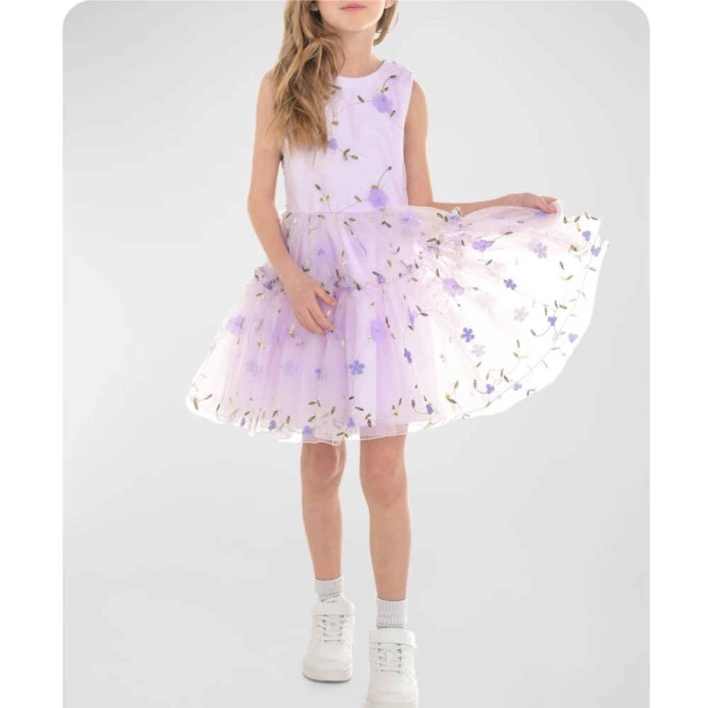 Zoe lavender dress: Girl's Lola 3D Floral-Print Dress, Size 6, worn once